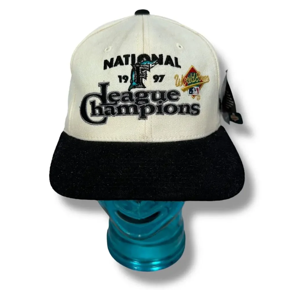 Vintage New Era Florida Marlins‎ Snapback Hat 1997 NL Champions Clubhouse White
